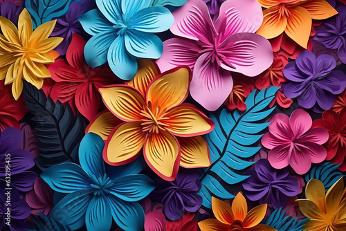 3d Colorful Tropical Flowers created with GenAI