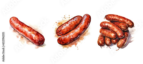 meat smoked sausage watercolor