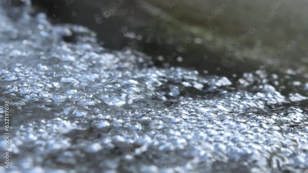beautiful water bubbles in natural spring water. close up. with natural spring water sound beautiful water bubbles in natural spring water. close up. with natural spring water sound