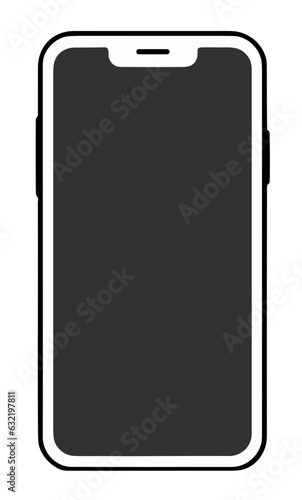 Black smartphone icon isolated on vector transparent background