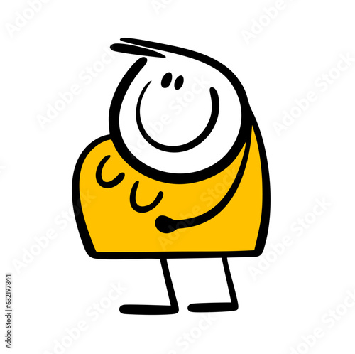 Happy and positive pregnant woman walks outdoor. Vector illustration of a fat woman in a yellow dress.