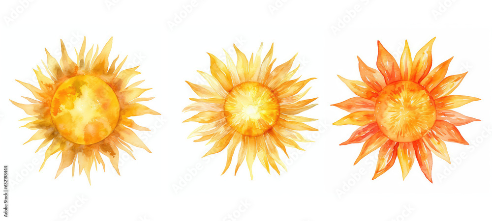 light sun with rays watercolor light sun with rays watercolor