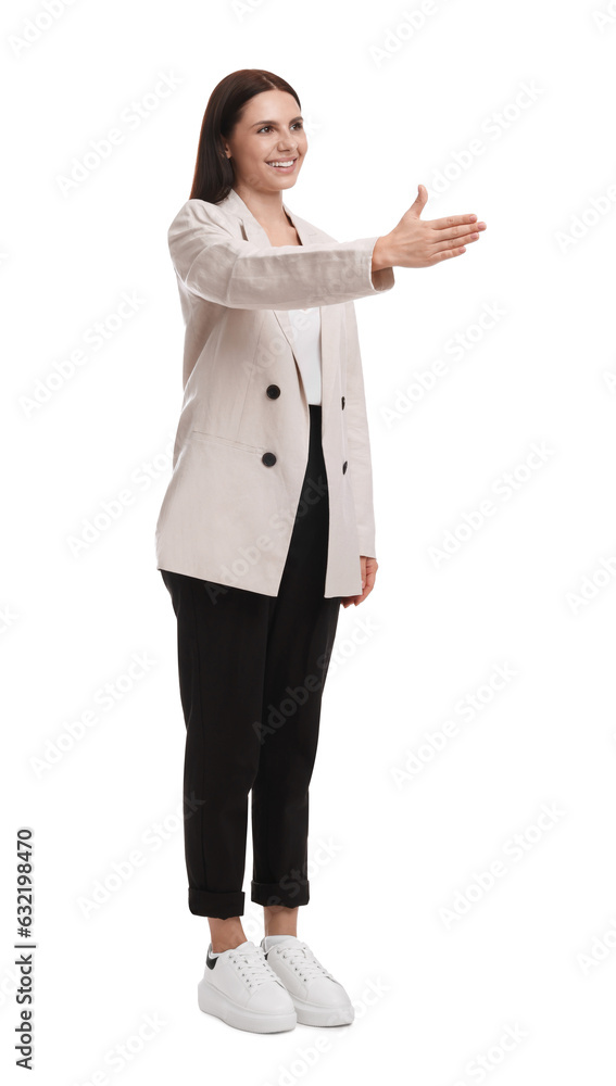 Beautiful young businesswoman in suit on white background Beautiful young businesswoman in suit on white background