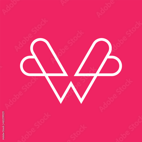 Letter W heart creative minimal logo design