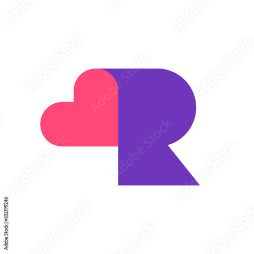 Letter R heart creative modern logo design