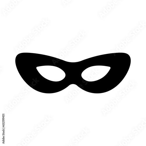Superhero mask vector black icon. Silhouette hero cartoon character comic face. Flat black superhero costume design mask