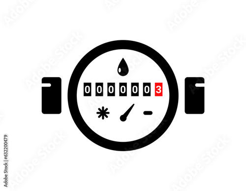Water meter icon vector consuption water use. Gas meter valve flat line icon.