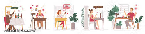 Set of food critics flat style, vector illustration
