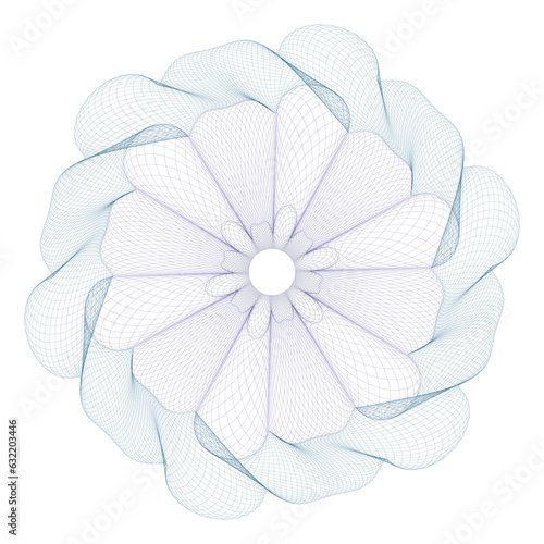 Watermark. Guilloche rosette element. Digital watermark for Security Papers. It can be used as a protective layer for certificate  voucher  banknote  play money design  currency  note  check  ticket 