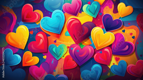 Hearts of Color created with Generative AI Technology, ai, generative