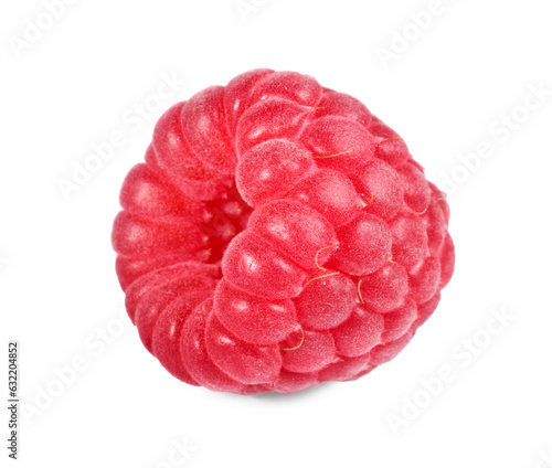 One tasty ripe raspberry isolated on white