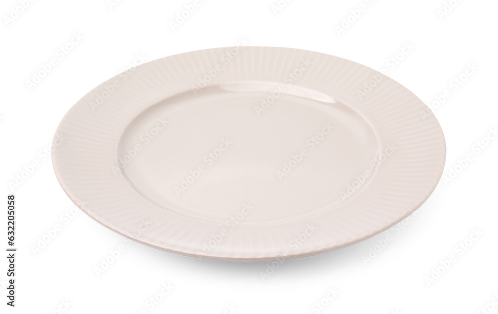 One ceramic plate isolated on white. Cooking utensil One ceramic plate isolated on white. Cooking utensil