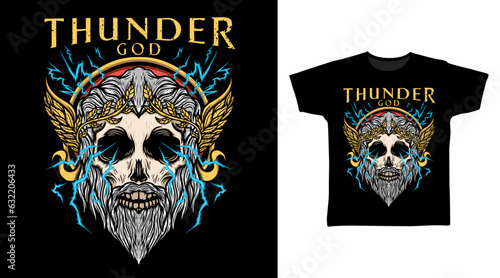 Zeus head hand drawn t shirt and apparel design concepts