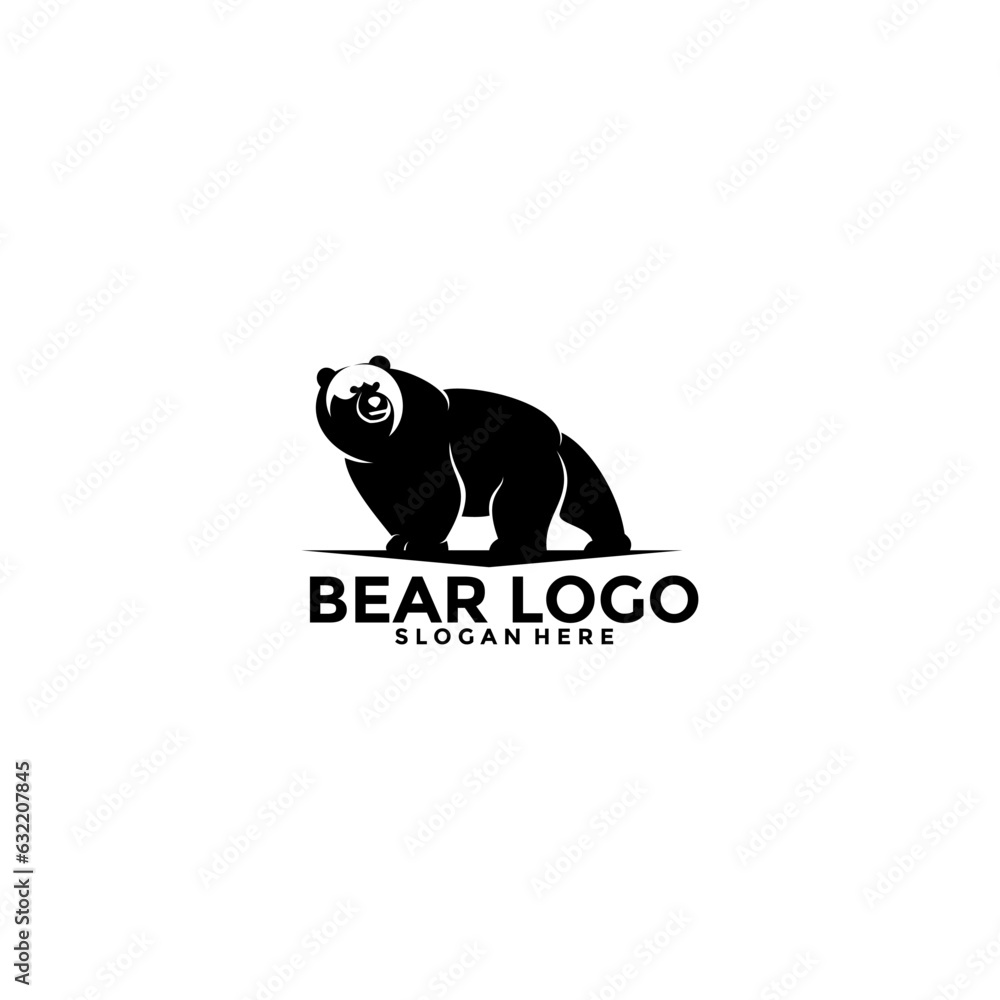 Obraz premium Bear logo vector icon illustration, Bear logo template