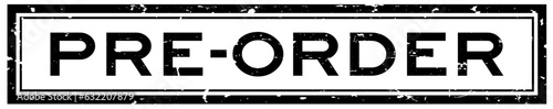Grunge black pre order word square rubber seal stamp on white background