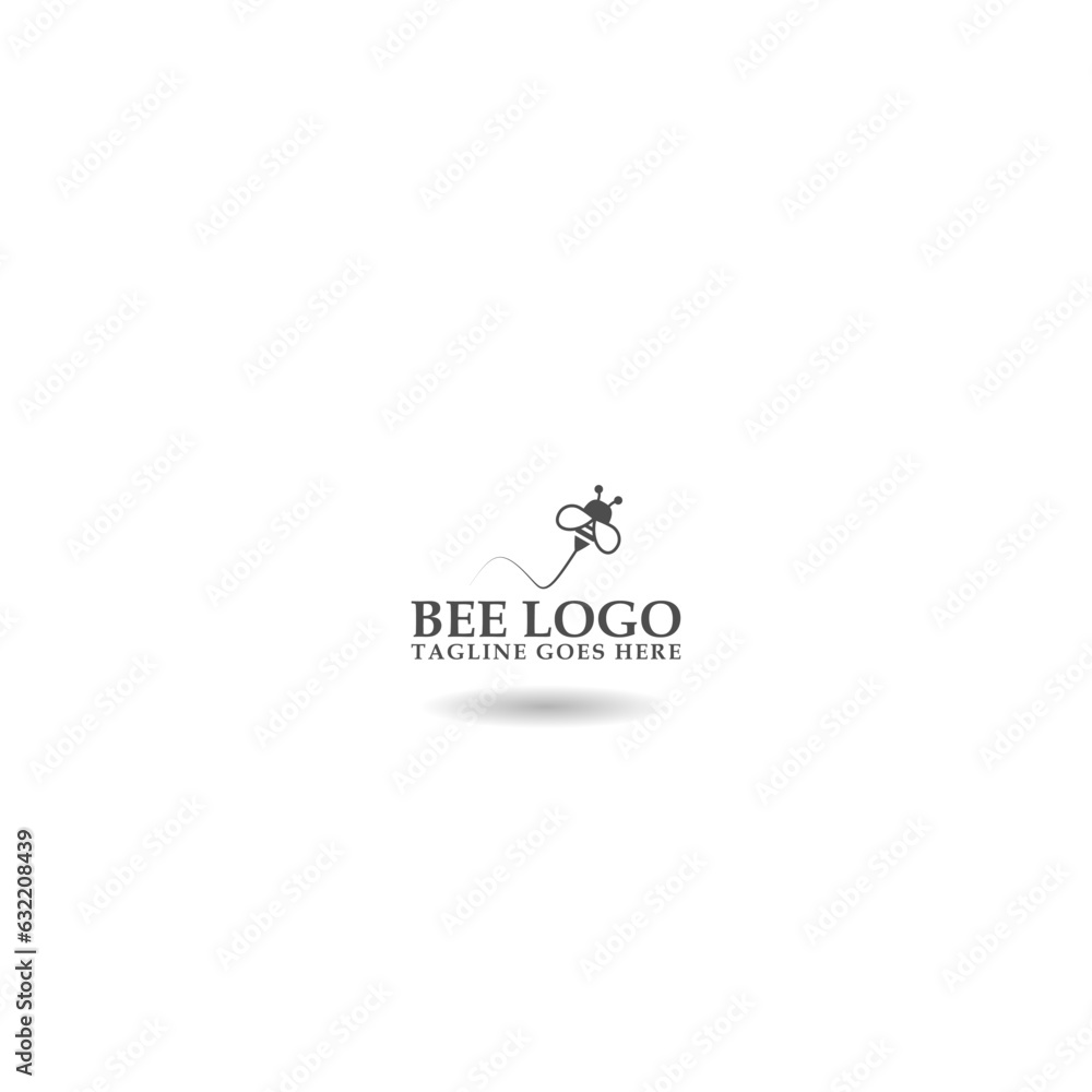 Bee logo template with shadow