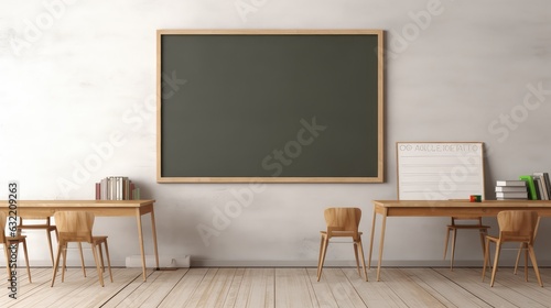 Classroom interior of the school style minimal without student and teacher, presentation room Generative AI