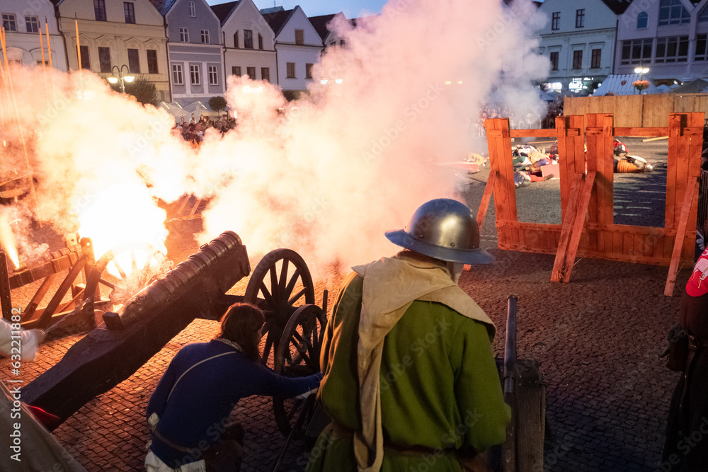 Zilina, Slovak Republiс, Slovakia - July 28, 2023: Traditional annual medieval battle restoration known as a 