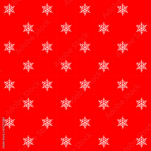 small white snowflake geometric seamless pattern on red background