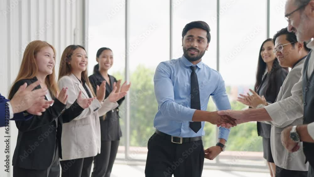 Successful business team is clapping. Happy business people clapping hands. Company workers applauding colleagues in corporate meeting Successful business team is clapping. Happy business people clapping hands. Company workers applauding colleagues in corporate meeting