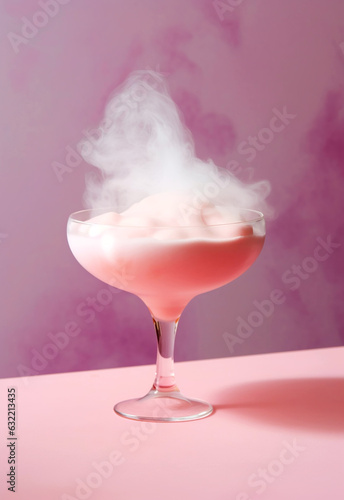 Wallpaper Mural Glass with sparkling rose? cocktail and steam on pink background- Pink cocktail Torontodigital.ca