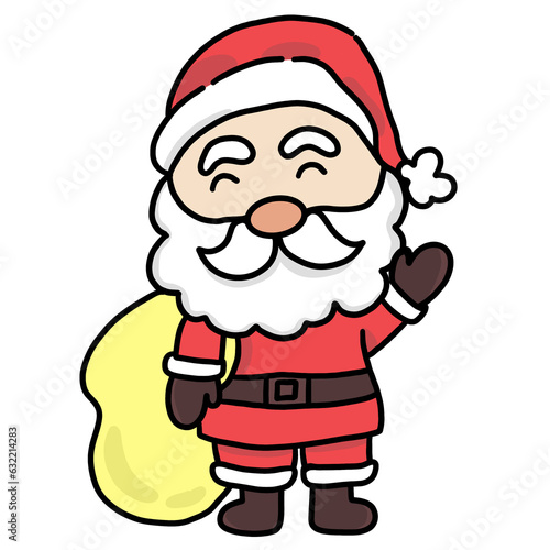 Santa holding a yellow gift bag