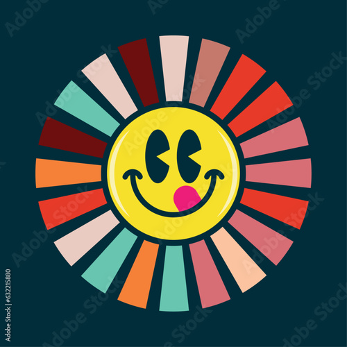 Colorful face savoring food cartoon emoji