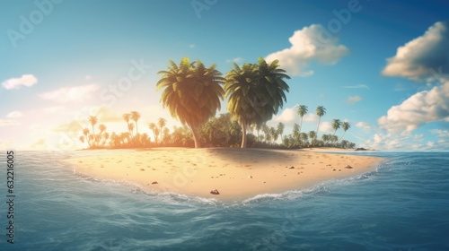 beach with palm trees and sky © sambath
