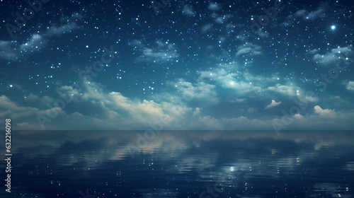 starry night sky in the middle of the sea