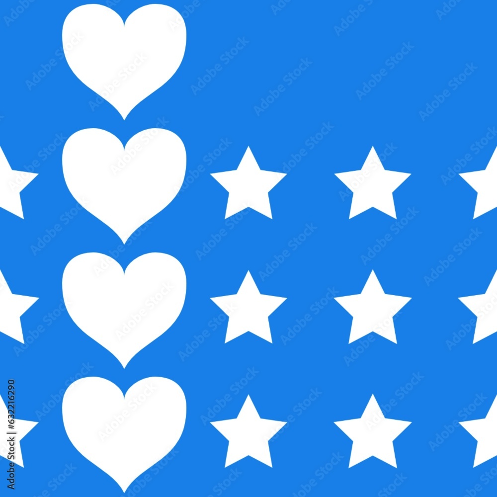 Obraz premium Seamless pattern with hearts and stars on background. Vector illustration. Valentine's day card.