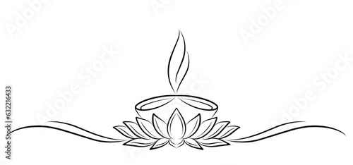 Diwali lotus line art