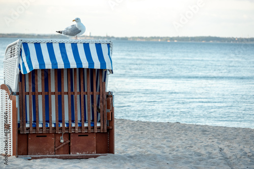Single beach chair on the Baltic Sea