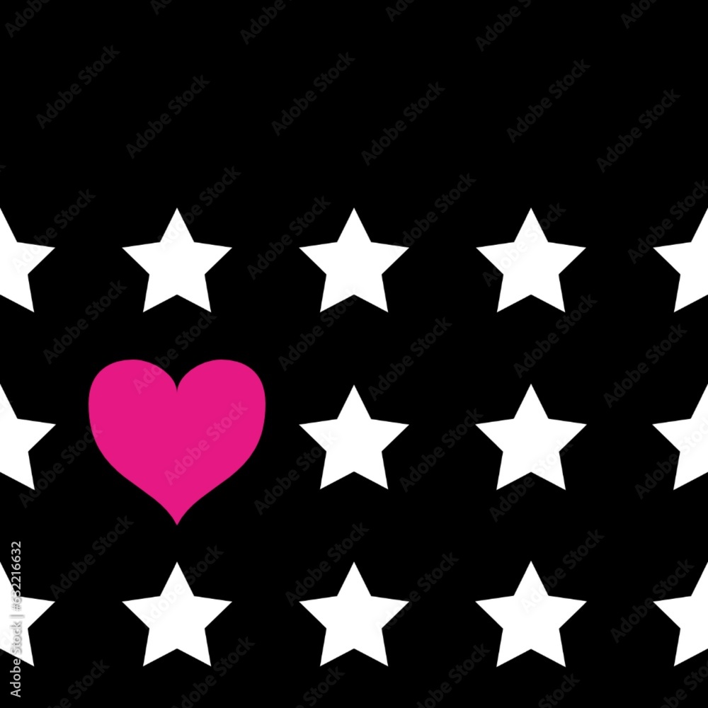 Seamless pattern with hearts and stars on  background. Vector illustration. Valentine's day card.