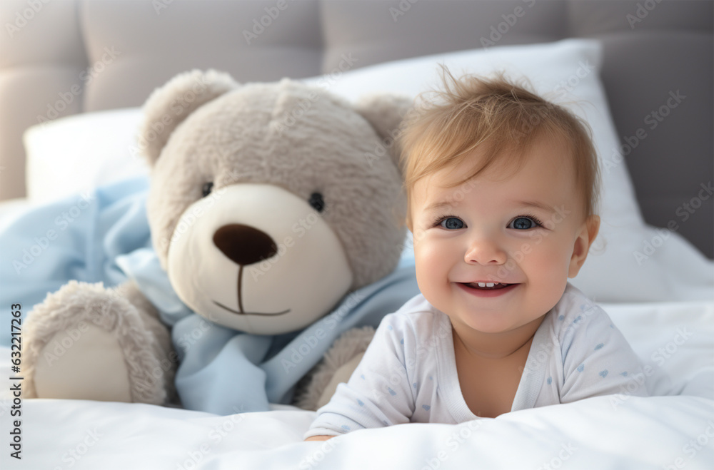 child playing with a teddy bear child playing with a teddy bear