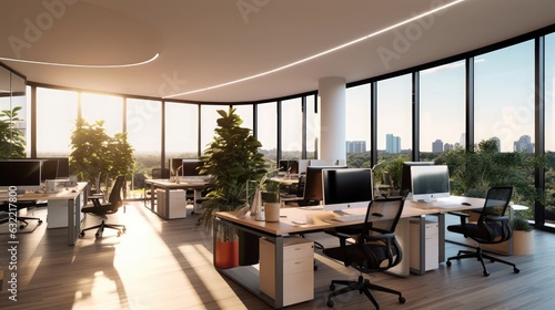 Interior Decoration of Modern Office space with nature and perfect space
