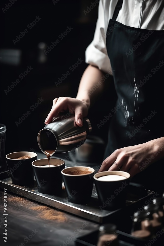 cropped shot of a barista making coffee