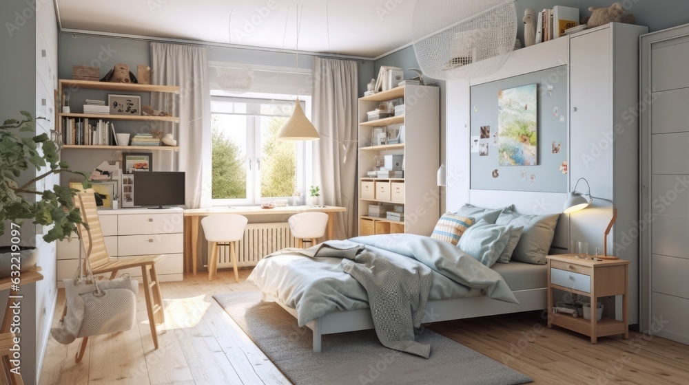 Fototapeta premium Modern bed room with furniture 