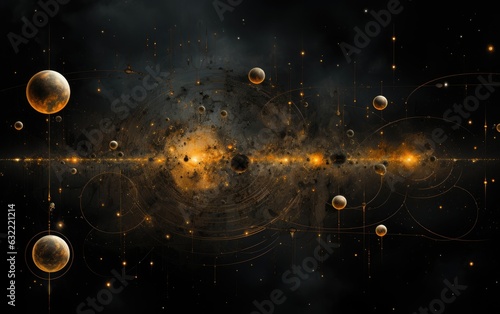Golden dimensions multiverse planets. photo