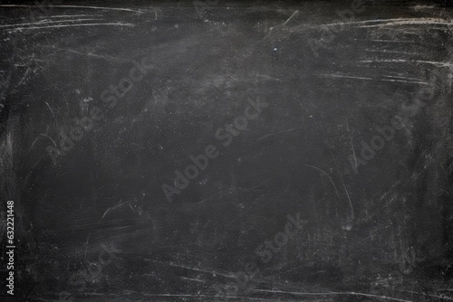 Horizontal black board or chalkboard wall texture background. Chalk rubbed out on blackboard.