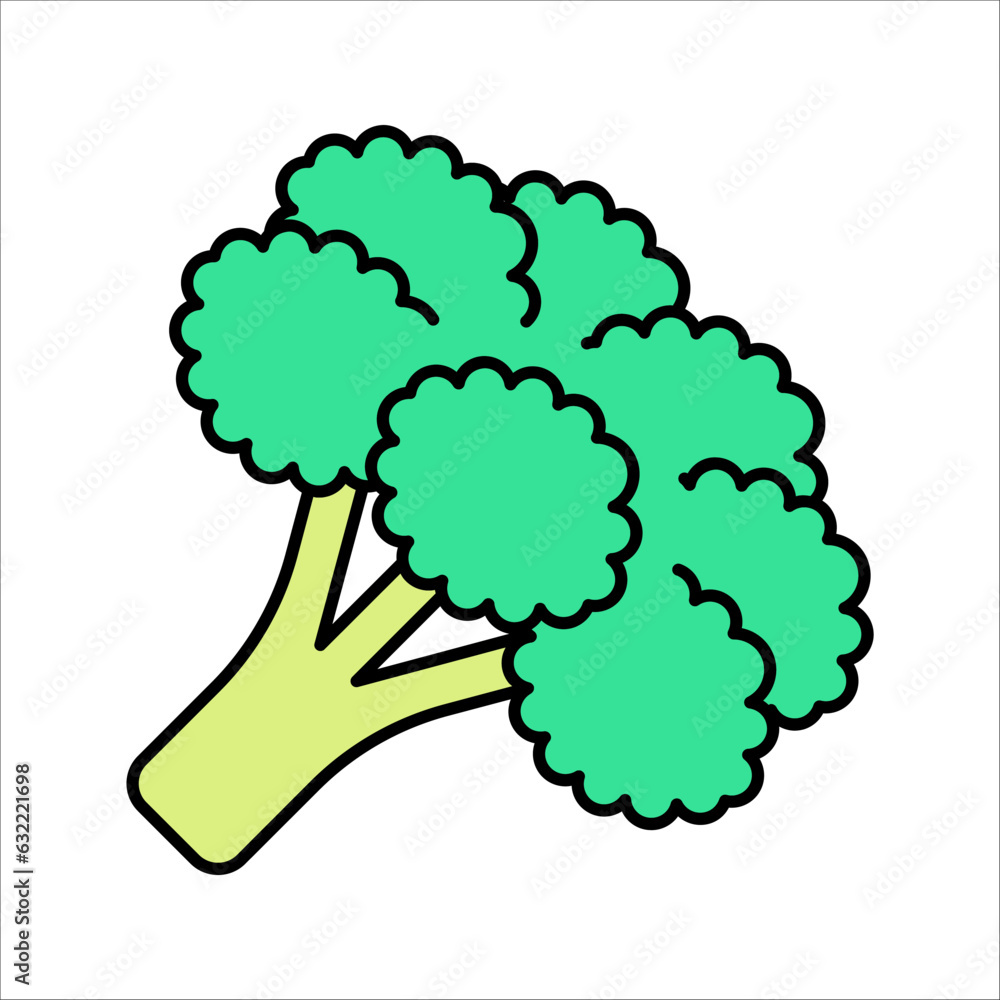 Broccoli line icon, outline vector sign, linear pictogram vector illustration on white background Broccoli line icon, outline vector sign, linear pictogram vector illustration on white background