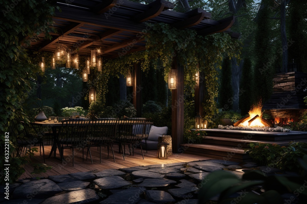 Amazing Exterior Design of a Lounge, Professional Lighting and Comfortable Sofa.