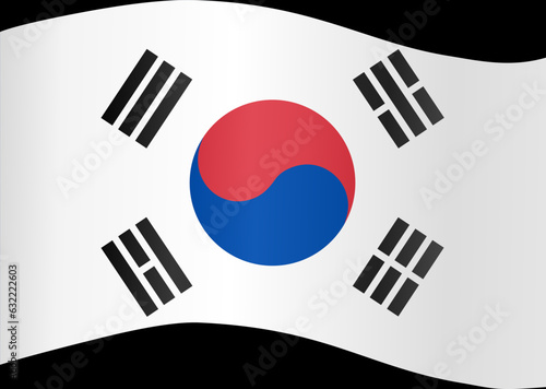 South Korea flag wave isolated on png or transparent background
