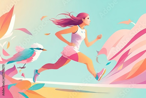 runner female abstract wallpaper Soft background. ai generative