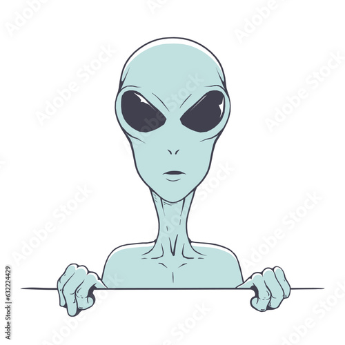 Alien peeps out from a barrier