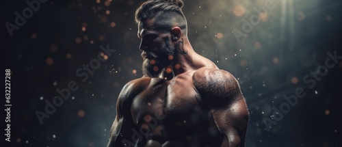 Muscular aggressive bodybuilder. Generative AI © ColdFire
