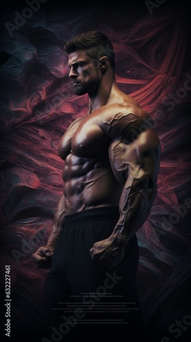 Muscular aggressive bodybuilder. Generative AI