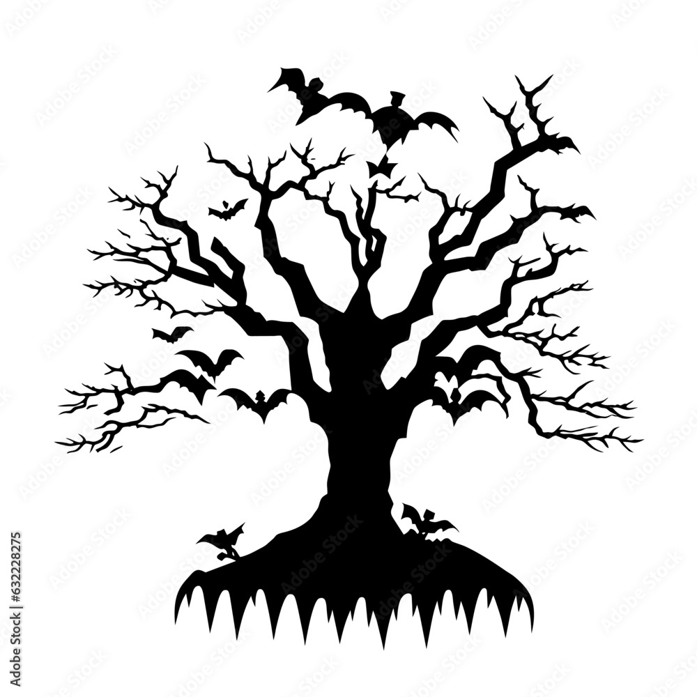 Halloween background with its Silhouette portrayal of nature and horror and the traditional Halloween symbols It is evident that this artwork is suitable for any Halloween-related project in all forms