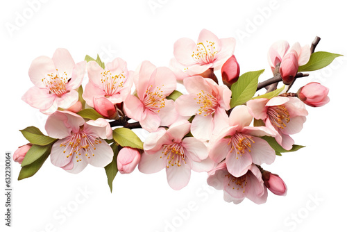 photorealistic close-up of Peach blossoms on white background isolated PNG