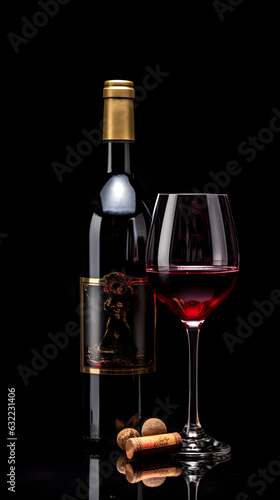 Glass of wine on minimalistic background