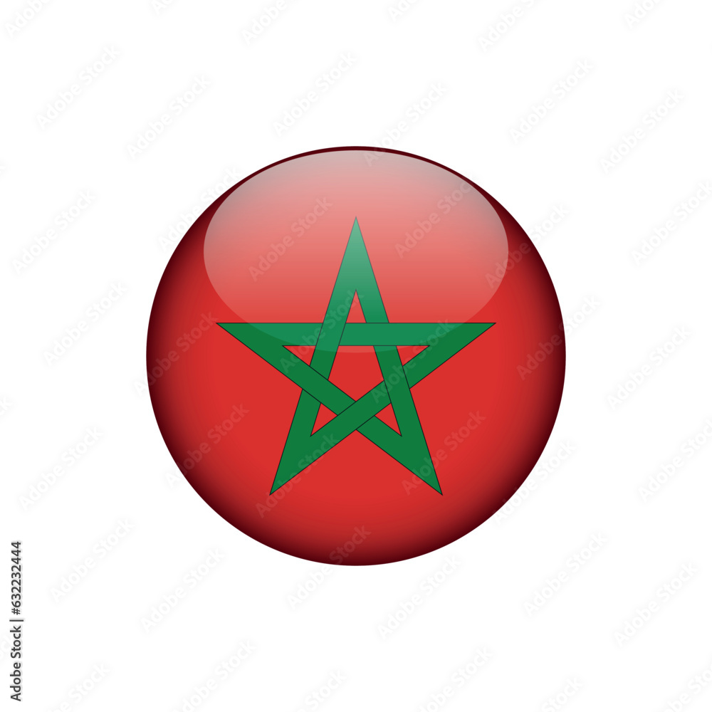 Morocco Flag Circle Button Vector Template Morocco Flag Circle Button Vector Template